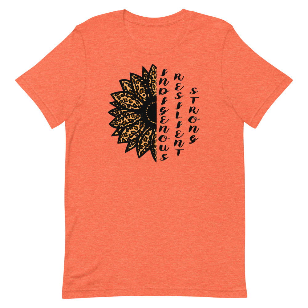 Indigenous Resilient Strong Sunflower T-shirt: Black Writing