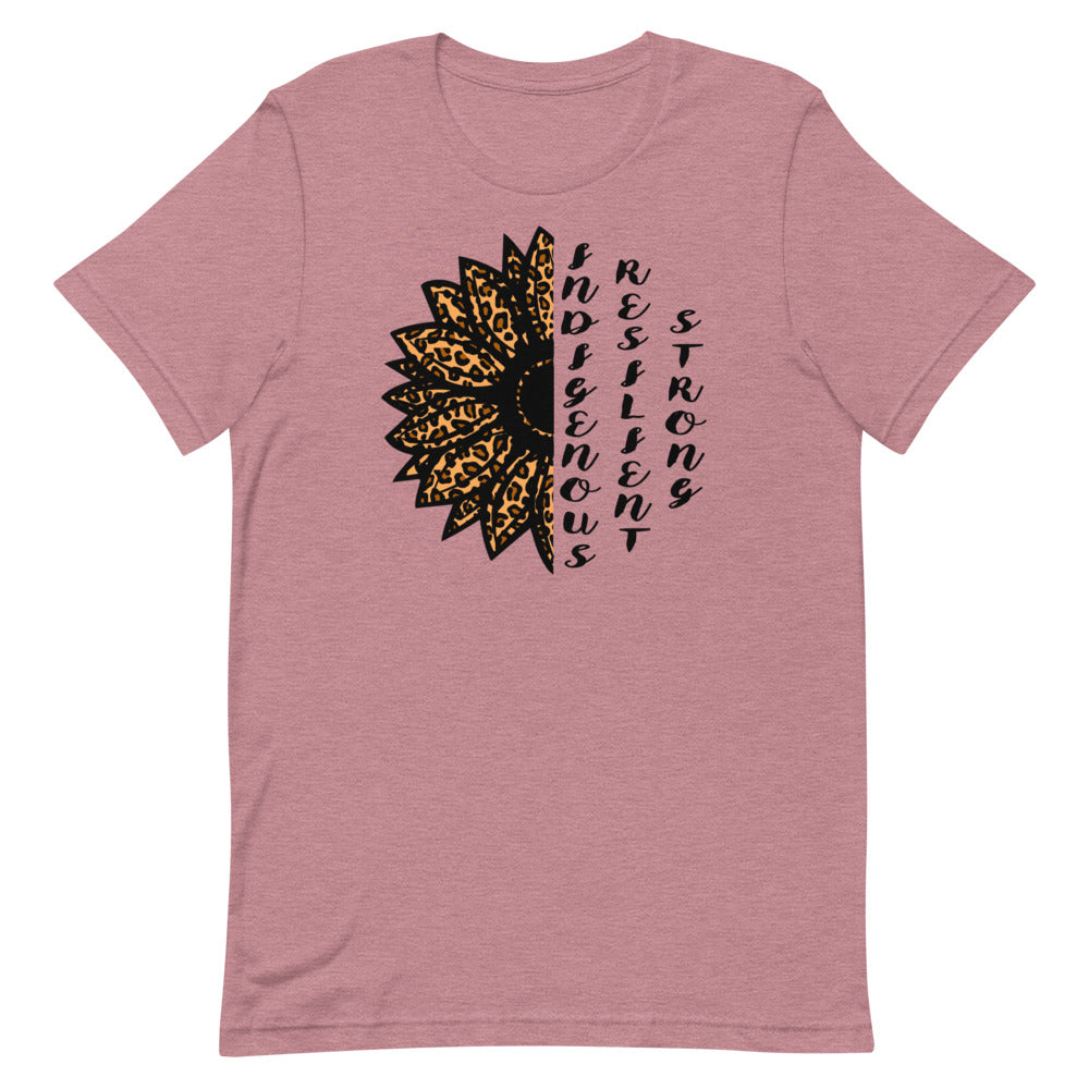 Indigenous Resilient Strong Sunflower T-shirt: Black Writing
