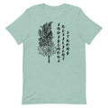 Indigenous Feather T-shirt: Black Writing