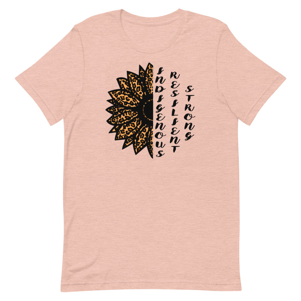 Indigenous Resilient Strong Sunflower T-shirt: Black Writing
