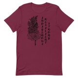 Indigenous Feather T-shirt: Black Writing