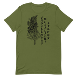 Indigenous Feather T-shirt: Black Writing