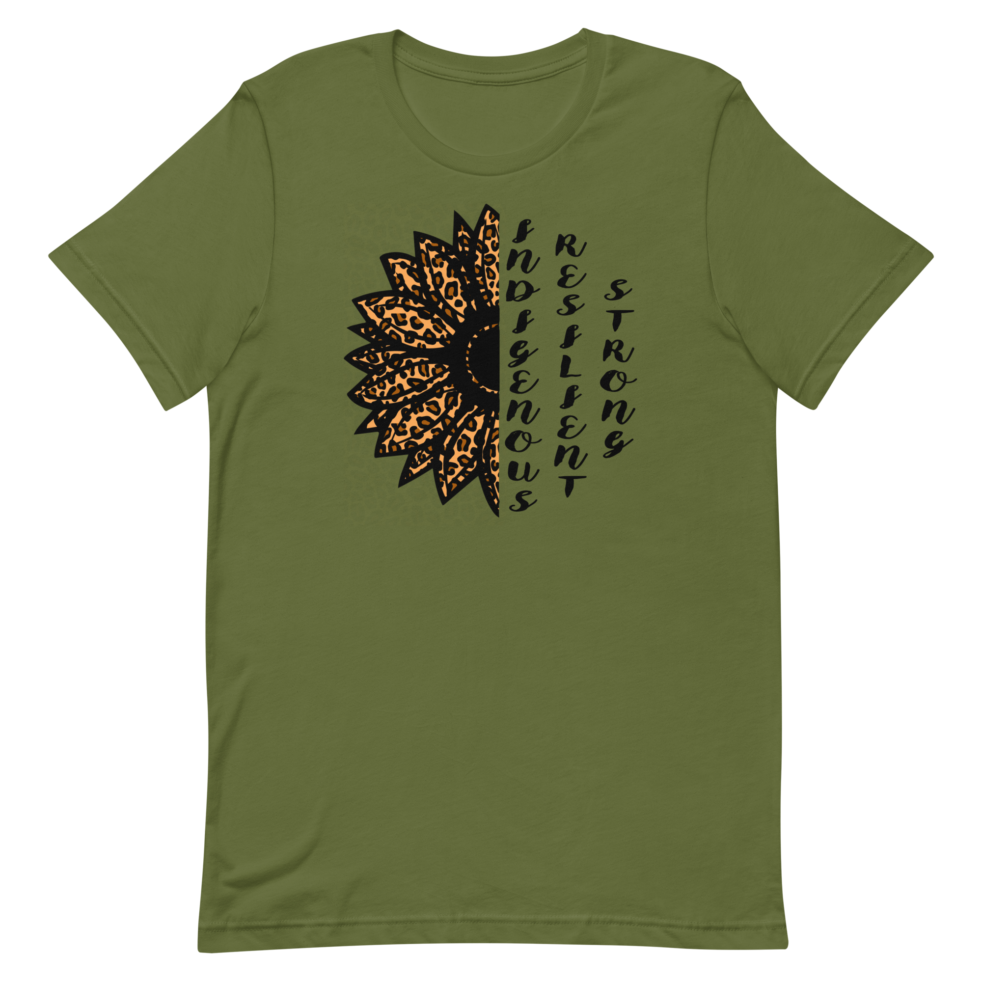 Indigenous Resilient Strong Sunflower T-shirt: Black Writing