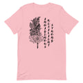 Indigenous Feather T-shirt: Black Writing
