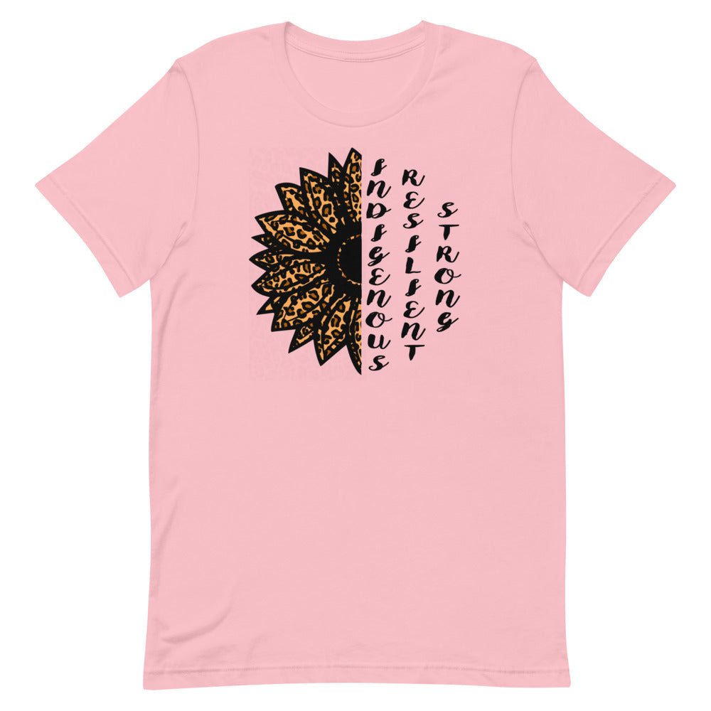 Indigenous Resilient Strong Sunflower T-shirt: Black Writing