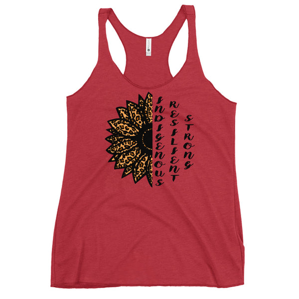 Indigenous Resilient Strong Sunflower Tank: Black Writing