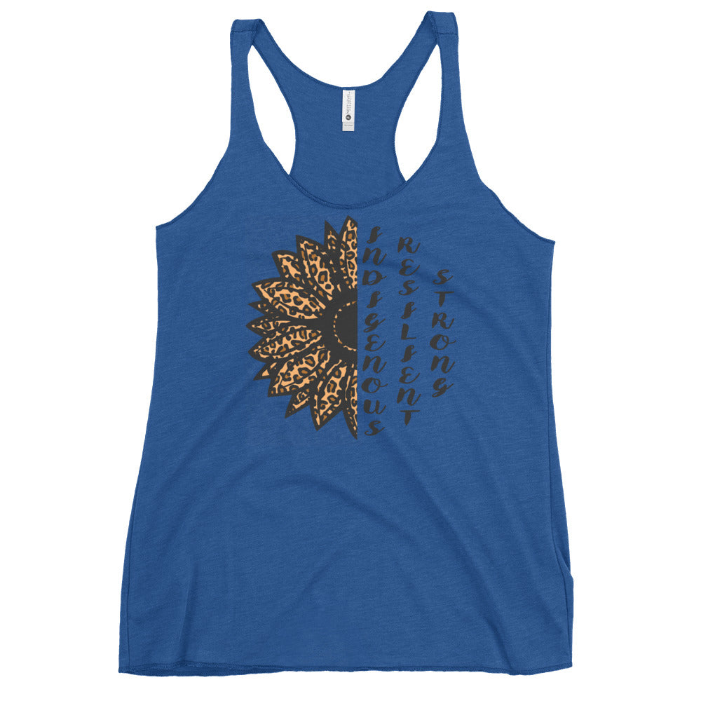 Indigenous Resilient Strong Sunflower Tank: Black Writing